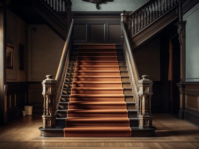 Old Style Staircase Through An Ornate Mansion