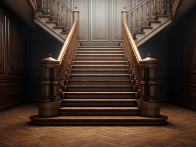 Old Wooden Staircase With A Light Shining Through It