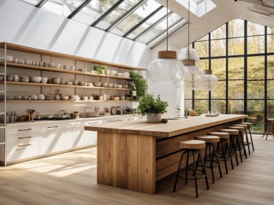 Open Kitchen With Open Shelving And Glass Windows