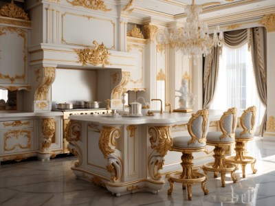 Ornate Gold Kitchen Set With Chairs