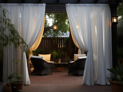 Outdoor Coverings With Lights And Curtain