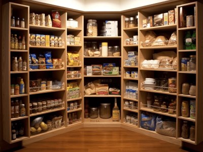 Pantry With Shelves Full Of Different Kinds Of Food