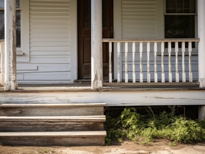 Porch Stairs Leading Up To A Wooden House