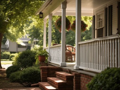 Porch With Potted Plants And Bench