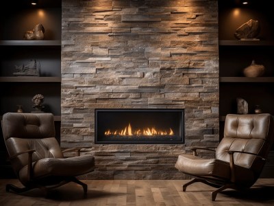 Quartz Fireplaces With Stone Walls