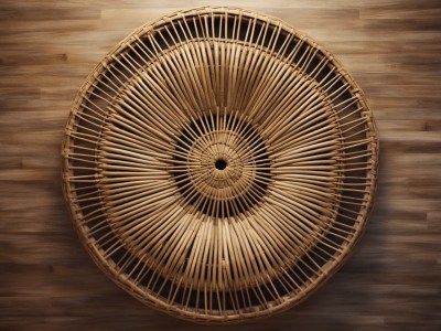 Rattan Circle Hanging On A Wooden Wall