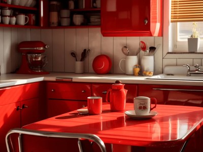 Red And White Kitchen