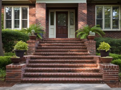 Red Brick Step To A Front Door