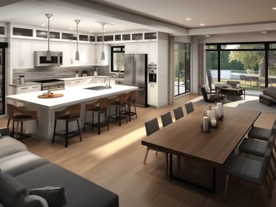 Rendered View Of A Kitchen And Dining Room