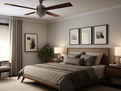 Rendering Of A Room With A Bed And Ceiling Fan