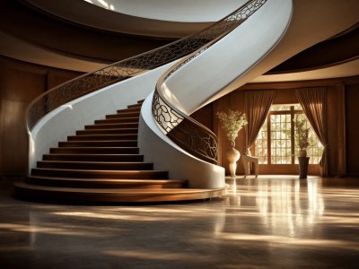 Rich Interior In A Hotel With A Spiral Staircase