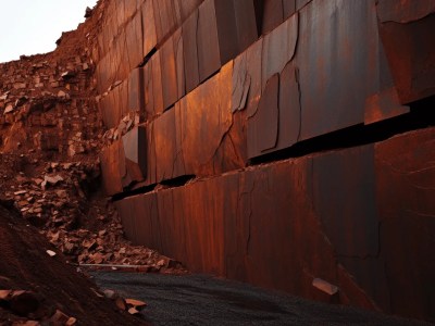 Rusted Rock And Dusty Road Bordering A Rusty Wall