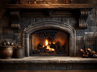 Rustic Fireplace With Logs On It