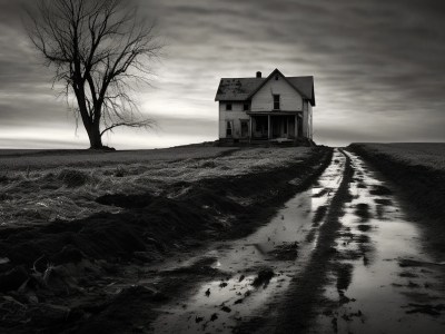 Sad Abandoned Home On A Dirt Road