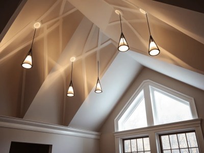 Several Lamps Are In The Loft Ceiling