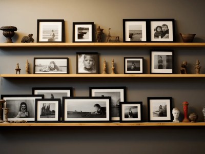 Shelf With Several Framed Photos On It