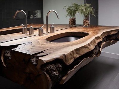 Sink Made From A Long Wooden Tube