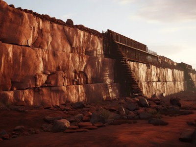 Some Stairs Leading To A Small Cliff Overlooking One Of The Red Rocks