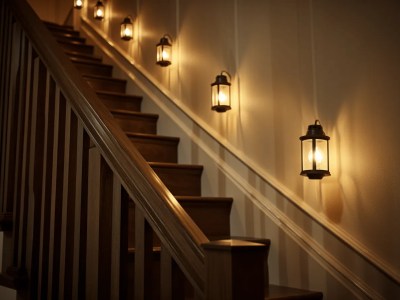 Stair Steps In A Home Have Lantern Lighting In Them