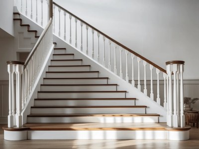 Staircase In A Room With White Wood And Hardwood Floor