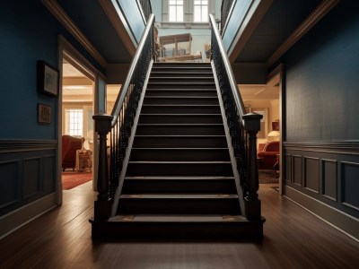 Stairs Go Down Into A Room In A Blue House