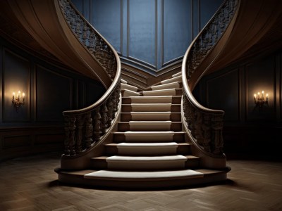 Stone Staircase In A Dark Room