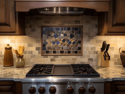 Stovetop With A Burner With A Tile Fireplace Design