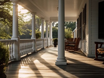 Sun Is Setting Behind The Porch