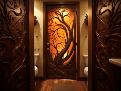 This Bathroom Has A Door That Looks Like That Tree