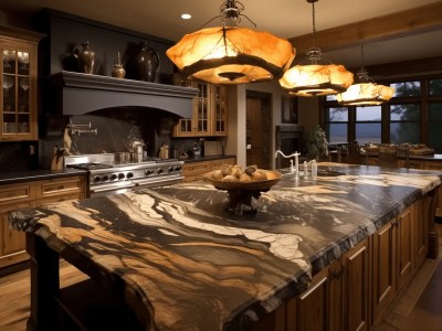 This Granite Kitchen Counter Is In A Nice Dark Wood