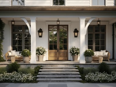 This Home'S Front Porch Has A Brick Walkway, Steps, And Windows