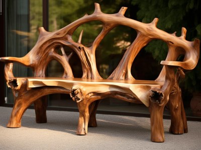 This Wooden Bench Is Made From Different Branches