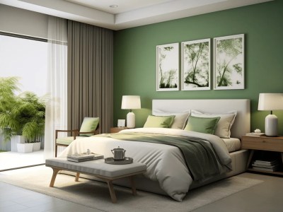 Threedimensional Modern Bedroom In Deep Green Remodeled Living Room With