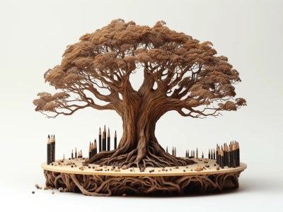 Tree Made With Pencils On Top Of The Ground