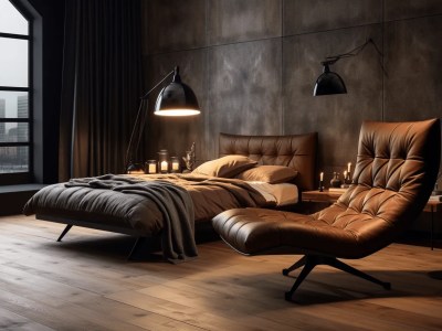 Trendy Modern Bedroom Design With A Leather Bed And Chair