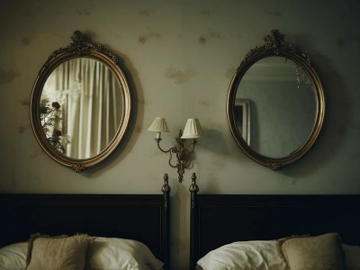 Two Bedside Mirrors Are Hanging Above A Bed Head