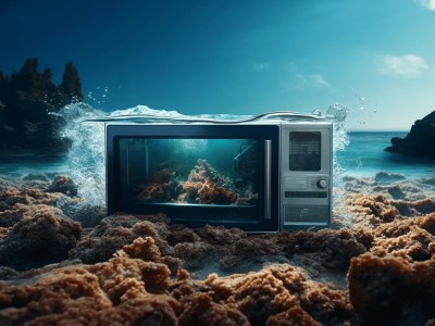 Underwater Tv On A Beach Under A Wave