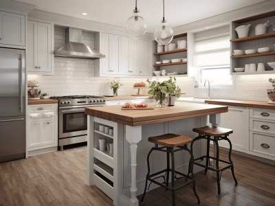 Very Kitchen With A Wood Top And White Cabinets