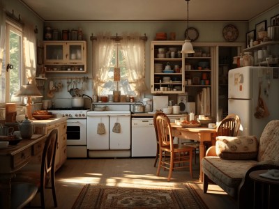 Vintage Style Kitchen And Dining Area