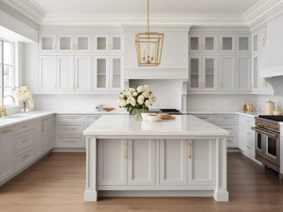 White And Gold Upscale Kitchen