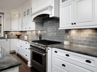 White And Gray Tile In The Kitchen