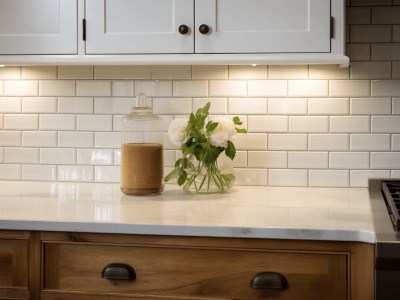 White And Kraft Paper Wall Tiles With Tile On A Sink Countertop