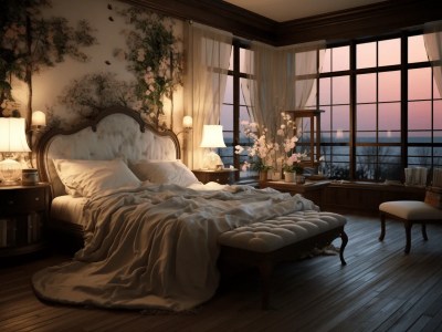 White Bed With Flowers On It