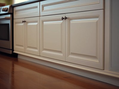 White Cabinetry With Wood Doors In The Kitchen