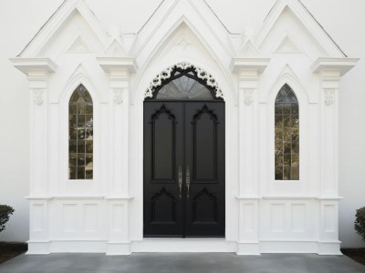 White Gothic Style Door To A Church With Doors