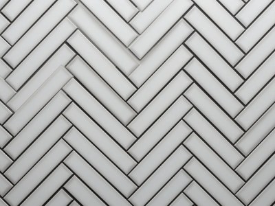 White Herringbone Pattern Glass Tile