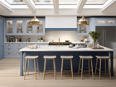 White Kitchen Is Painted Blue