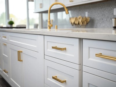 White Kitchen With Gold Handles