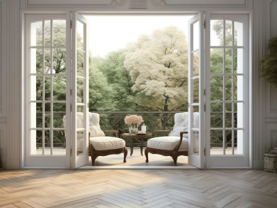 White Living Room With A Screened In Balcony