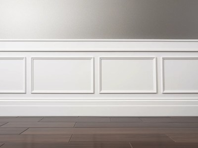 White Paneled Interior Wall Background With Hardwood Floor